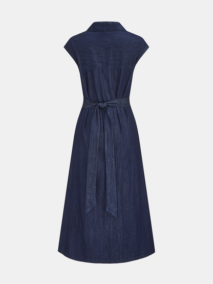 Twisted Waist Midi Shirt Dress