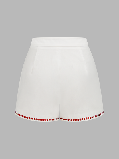 Square Neck Embroidered Top & Shorts Set