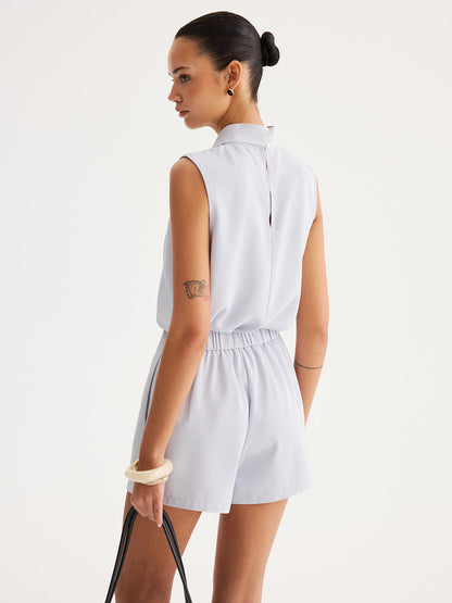 Asymmetric Draped Top & Tailored Shorts Set
