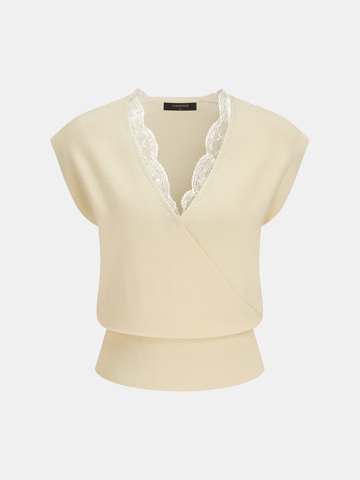 Lace Trim V-Neck Knit Top