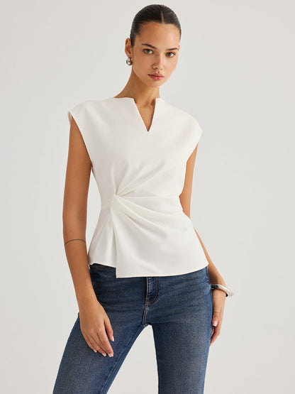 Sleeveless Twisted Waist Blouse
