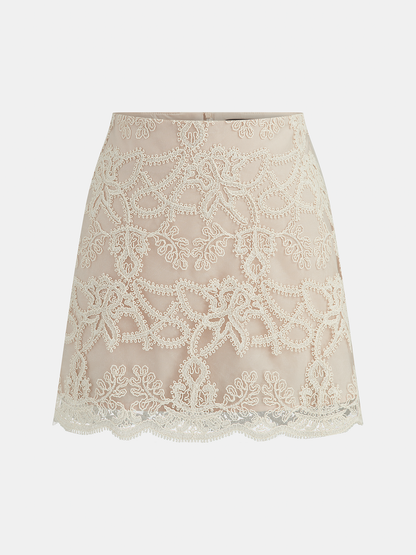 V-Neck Lace Vest & Mini Skirt Set