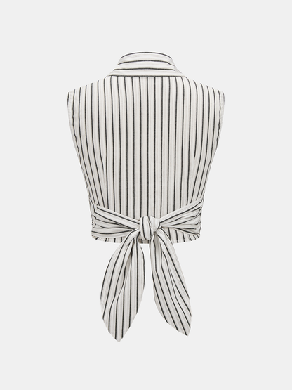 Striped Tie-Back Cotton Top & Pants Set