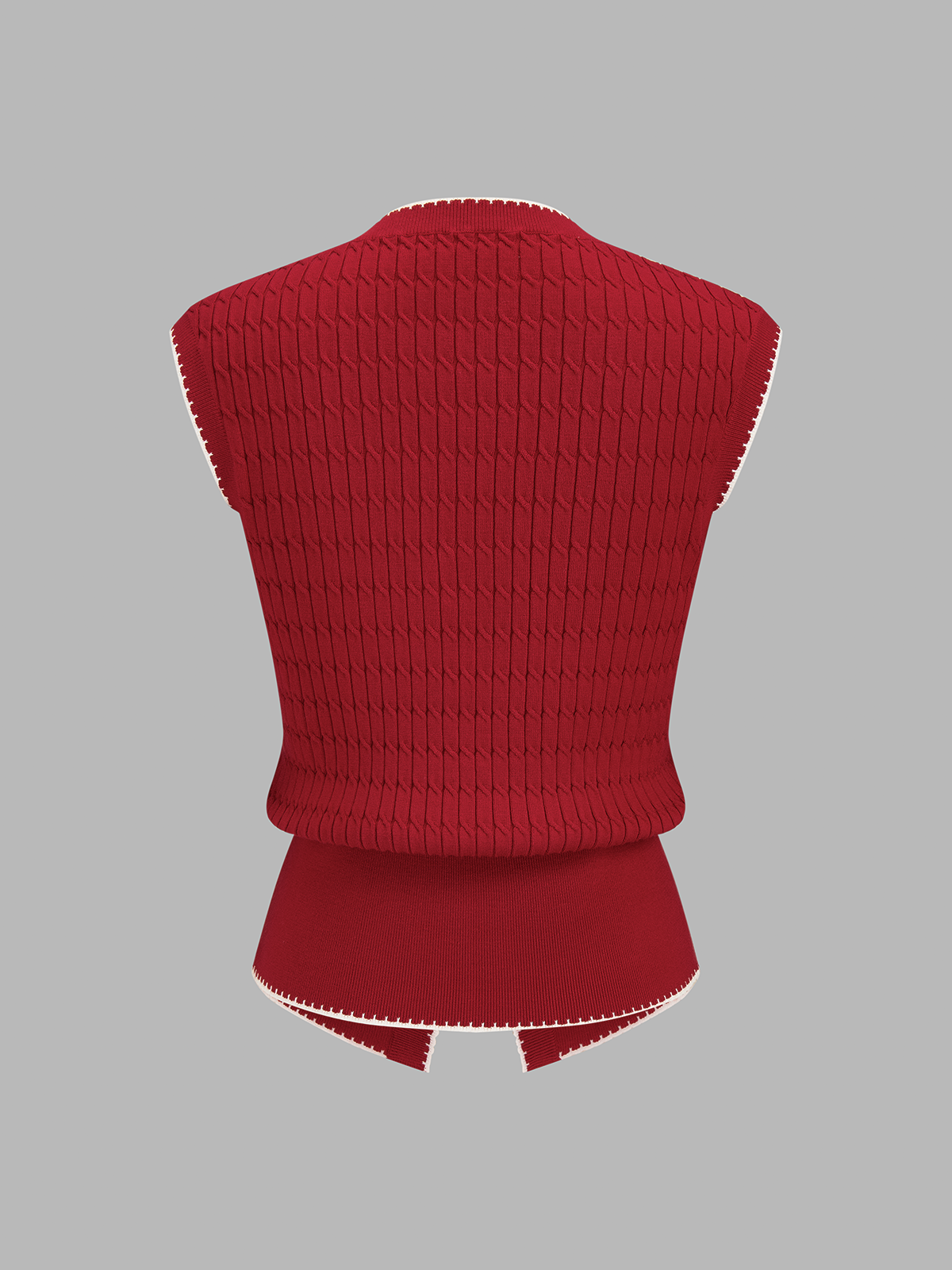 Contrast Trim Textured Knit Vest