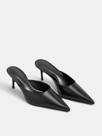 Pointed Toe Stiletto Heeled Mules