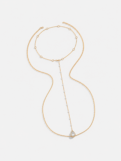 Pearl Station Lariat Backdrop Necklace