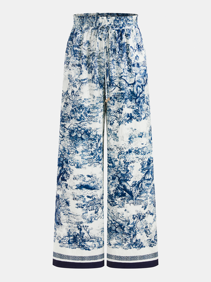 Toile Print Shirt & Wide Leg Pants Set