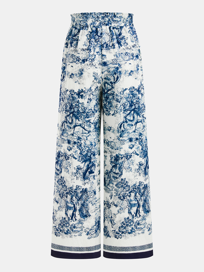 Toile Print Shirt & Wide Leg Pants Set
