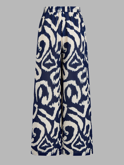 Tie-Back Crop Top & Abstract Print Pants Set