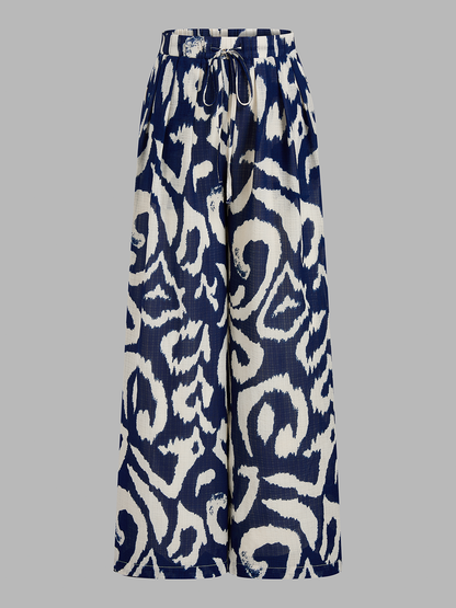 Tie-Back Crop Top & Abstract Print Pants Set