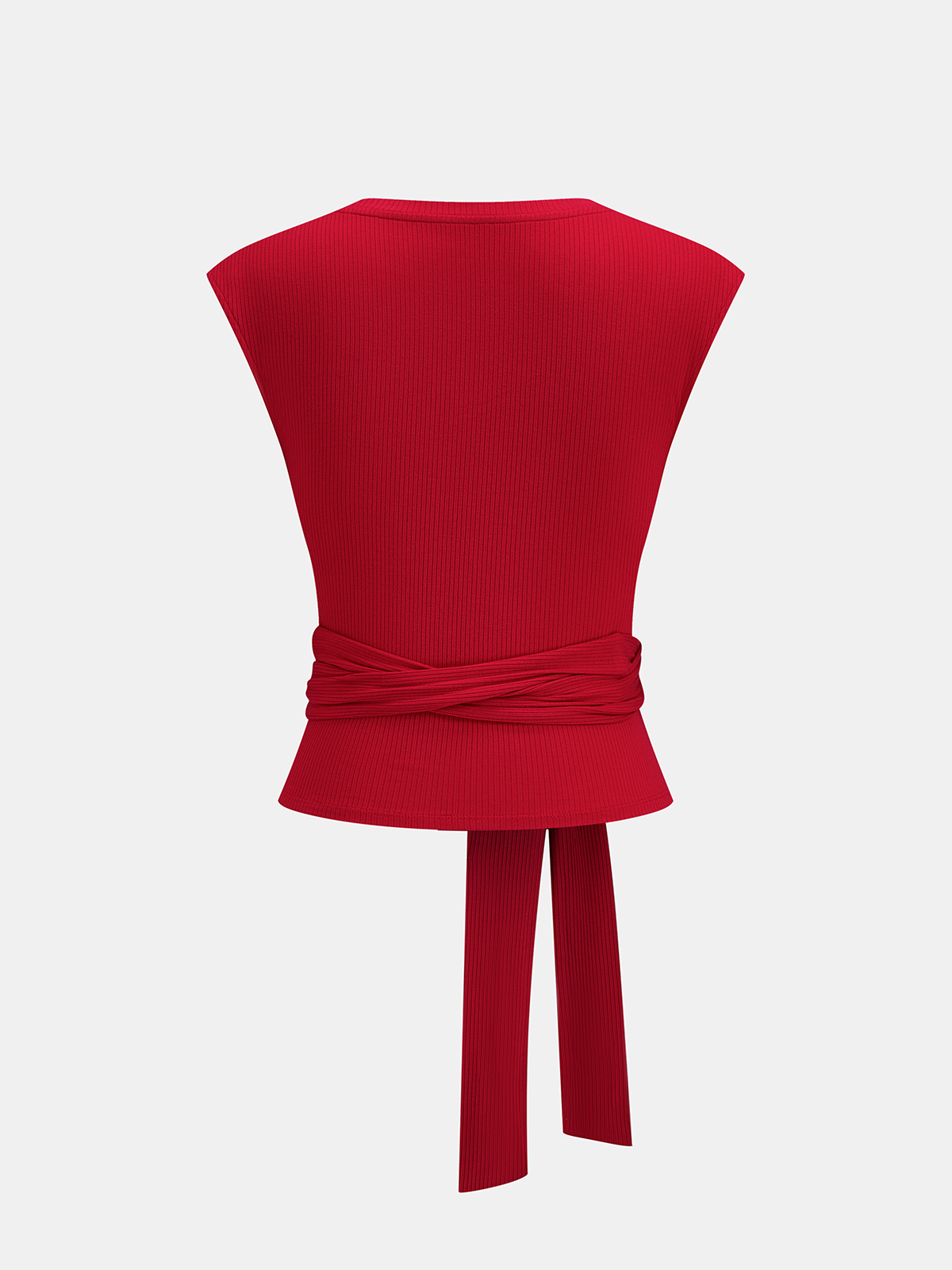 Tie-Waist Ribbed Knit Top