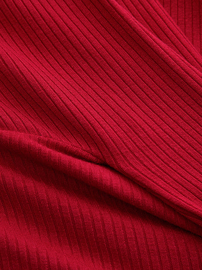 Tie-Waist Ribbed Knit Top