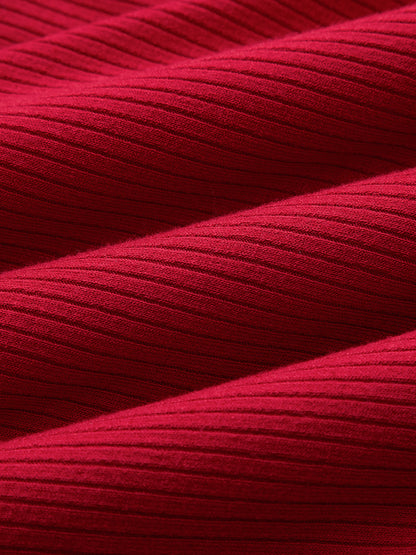 Tie-Waist Ribbed Knit Top