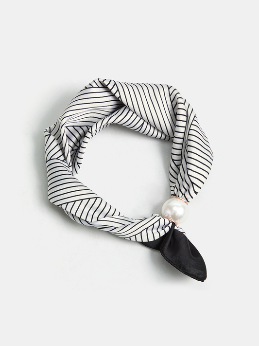 Striped Pearl Magnetic Closure Scarf