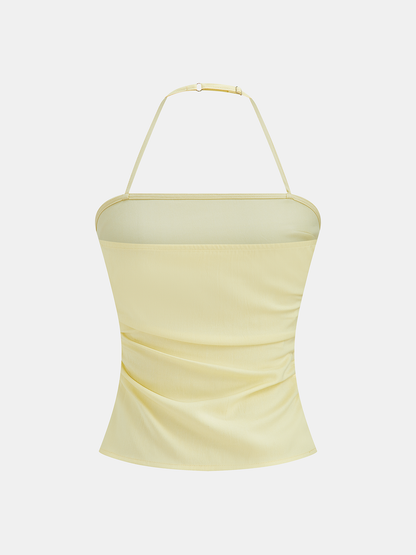 Ruched Halter Top & Wide Leg Pants Set