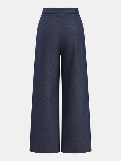 Eyelet Detail Wide Leg Pants