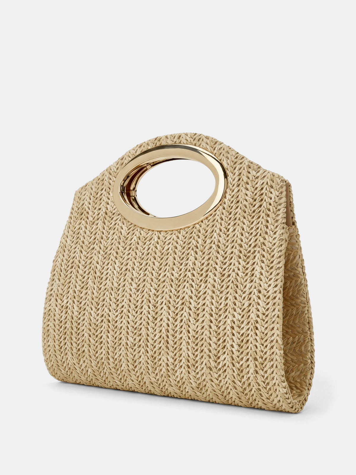 Straw Woven Ring Handle Handbag