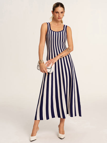 Striped Sleeveless Knit Tank Dress