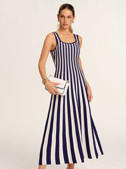 Striped Sleeveless Knit Tank Dress