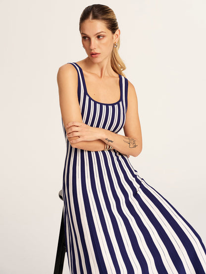 Striped Sleeveless Knit Tank Dress