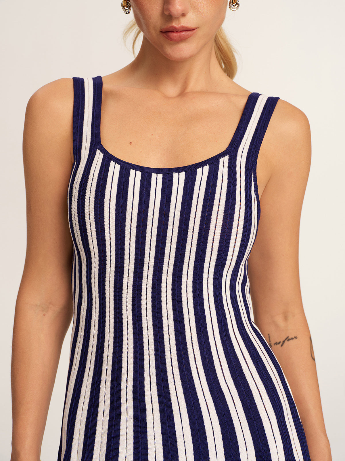 Striped Sleeveless Knit Tank Dress