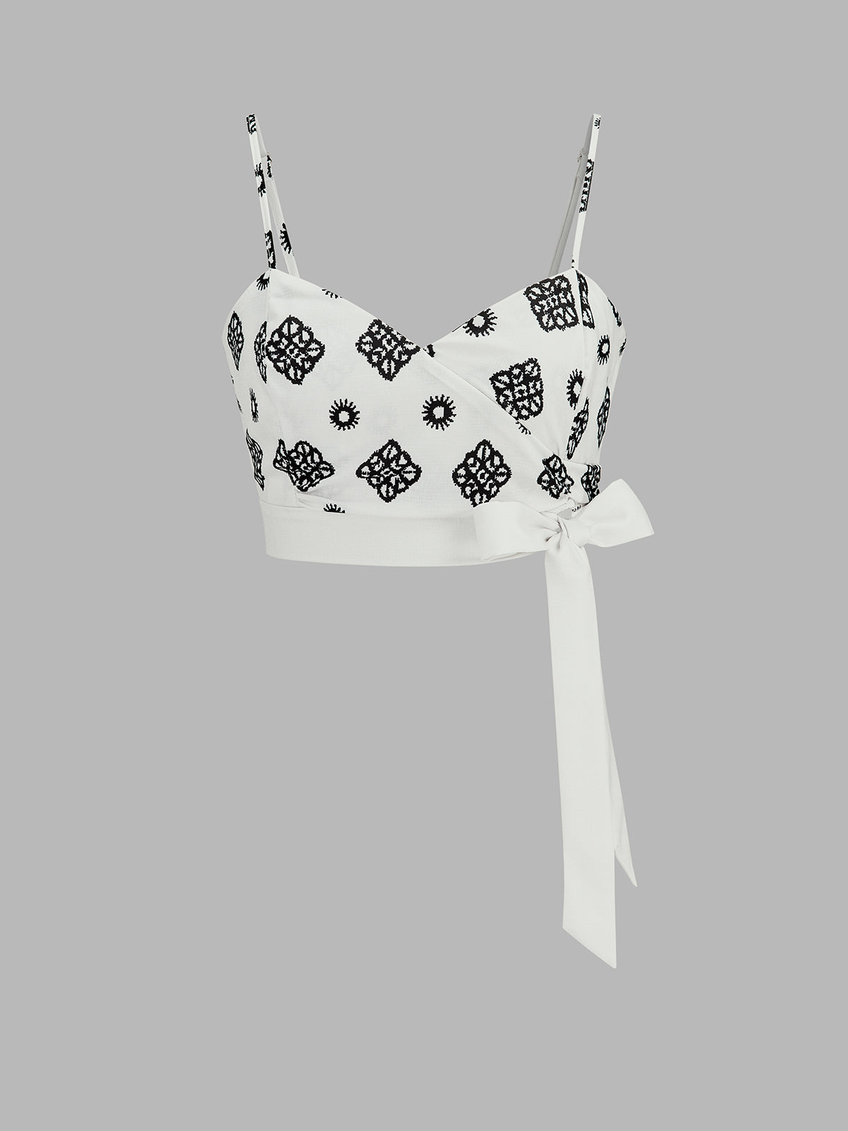 Printed Wrap Tie Cami Top & Pants Set