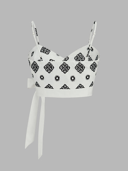 Printed Wrap Tie Cami Top & Pants Set