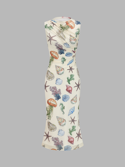 Gradient Mesh Backless Maxi Dress