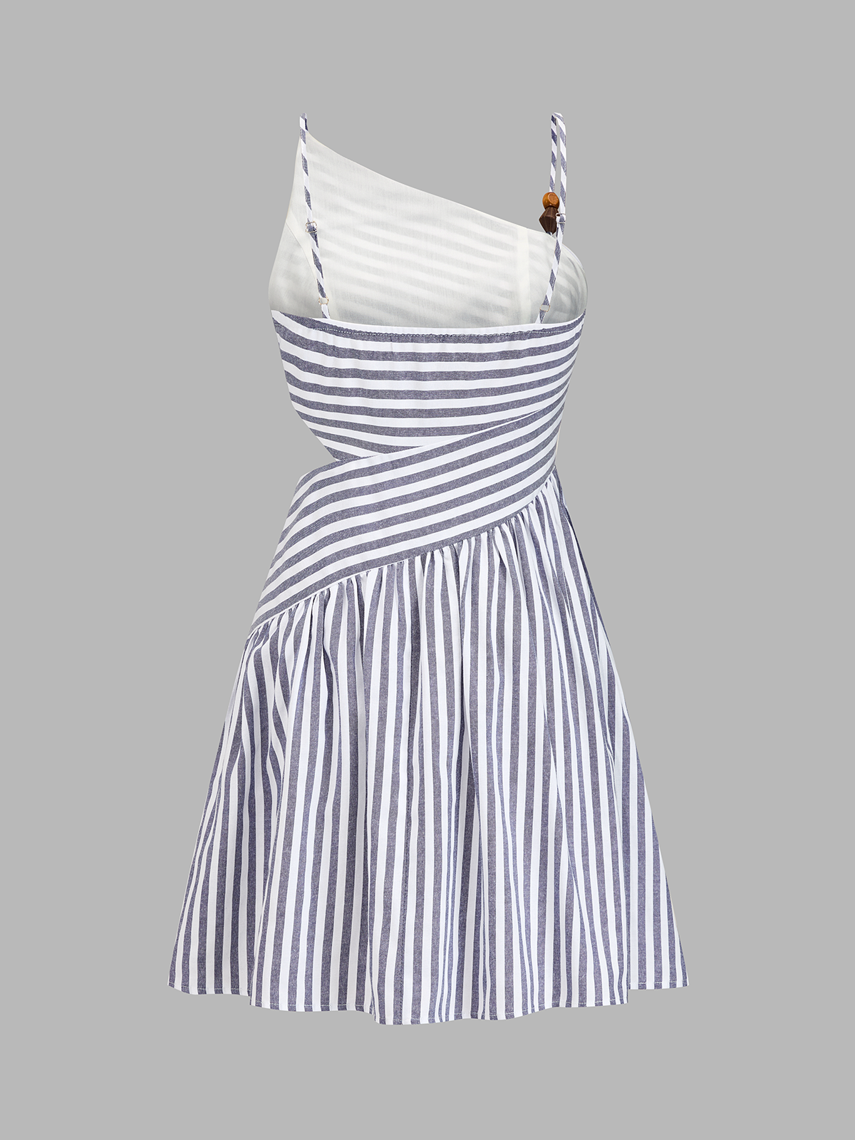 Beaded Striped Asymmetrical Cutout Mini Dress