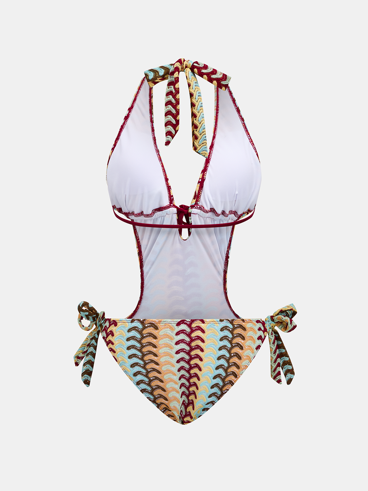 Multicolor Wave Halter One-Piece Swimwear