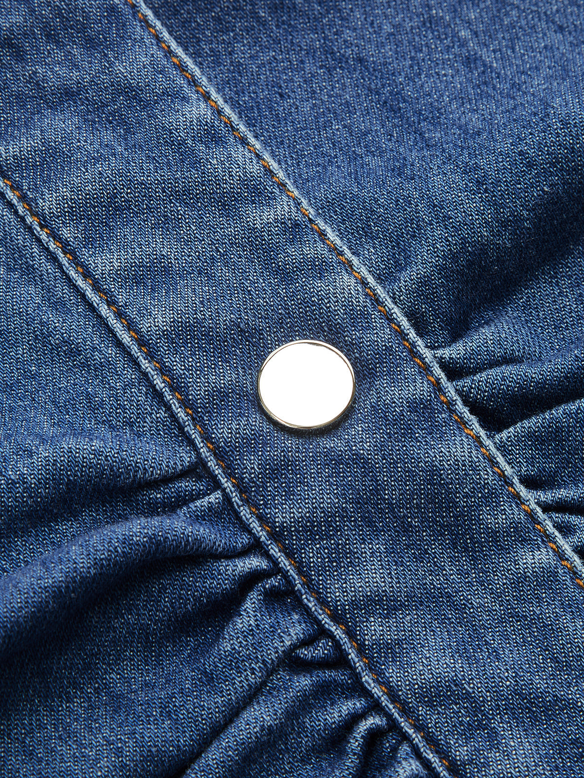 Ruched Collared Button Denim Tank Top