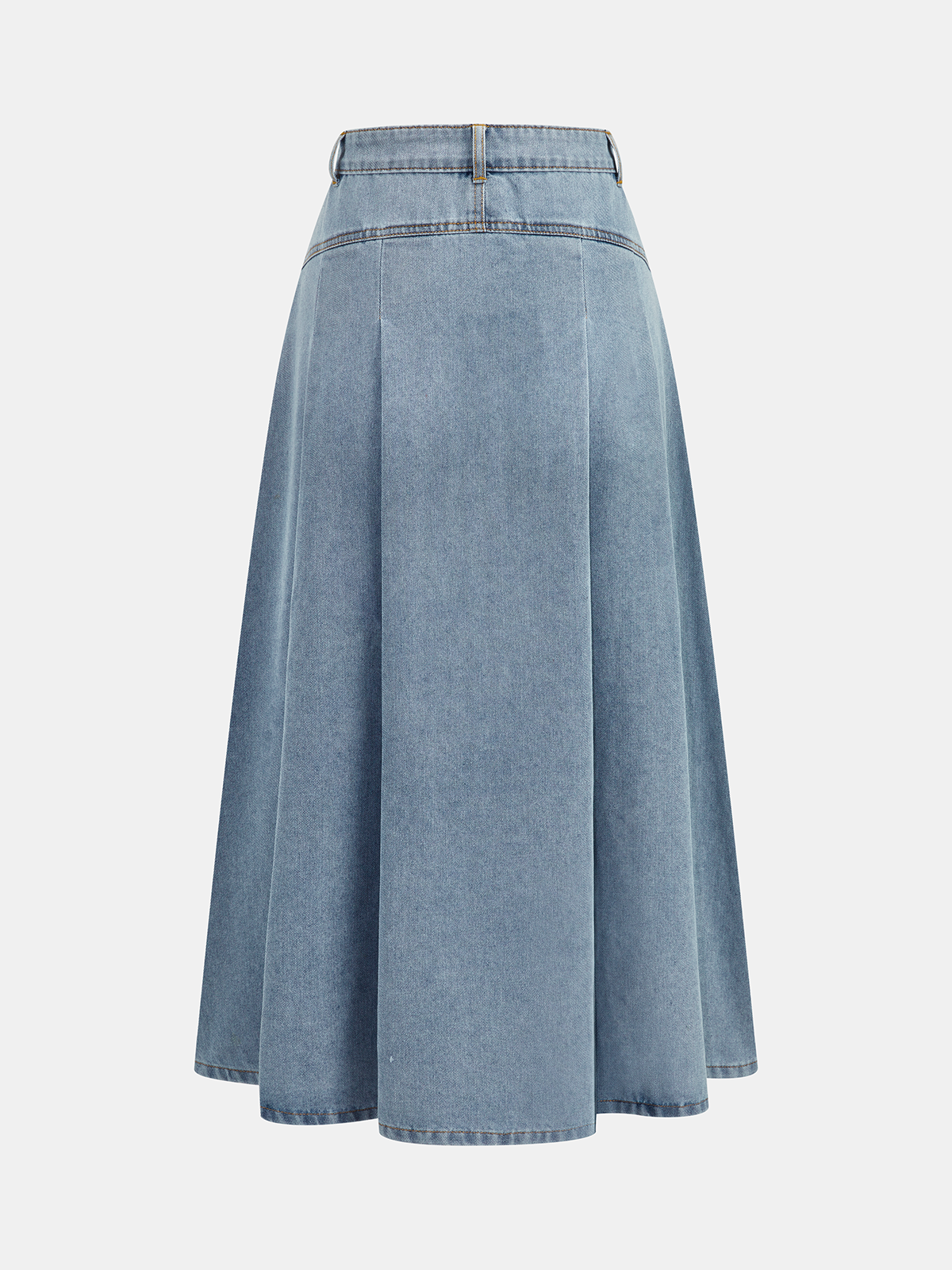Denim Crop Vest & Pleated Midi Skirt Set