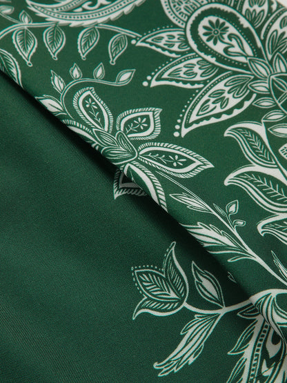 Paisley Print Pleated Belted Shorts