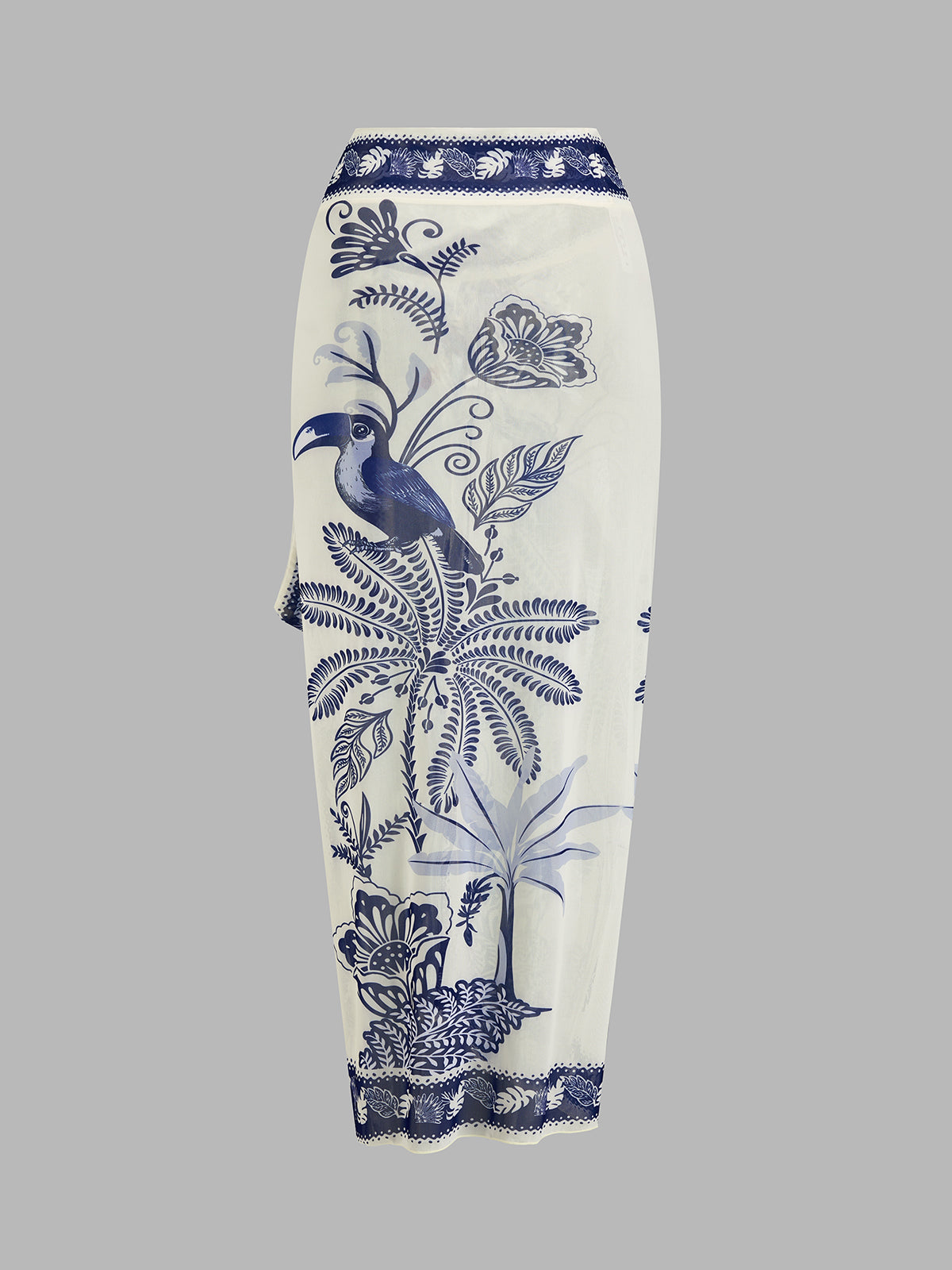 Tropical Toucan Print One Piece Swimsuit & Sarong Set