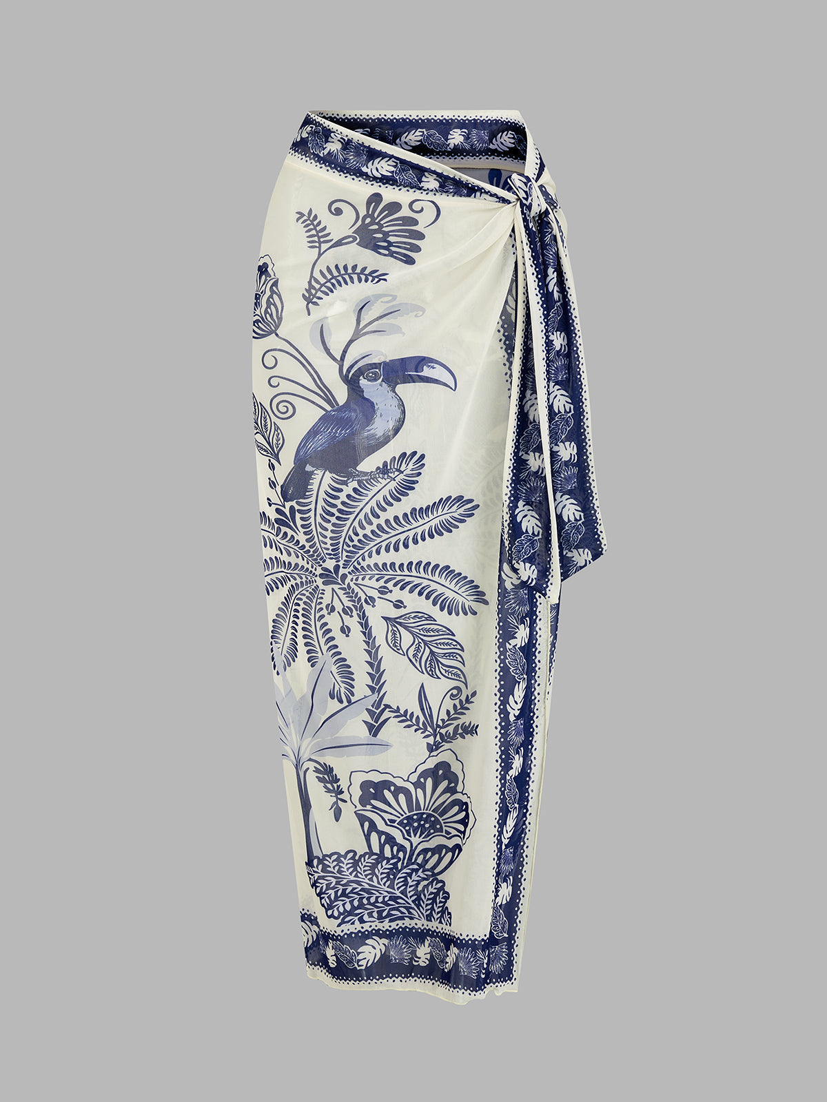 Tropical Toucan Print One Piece Swimsuit & Sarong Set