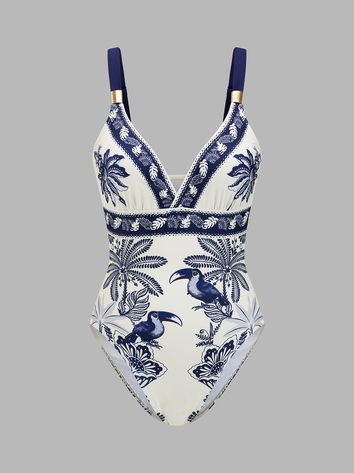 Tropical Toucan Print One Piece Swimsuit & Sarong Set