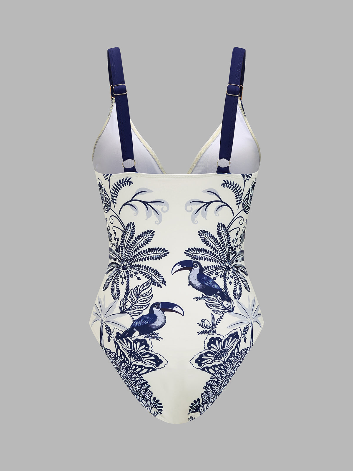 Tropical Toucan Print One Piece Swimsuit & Sarong Set