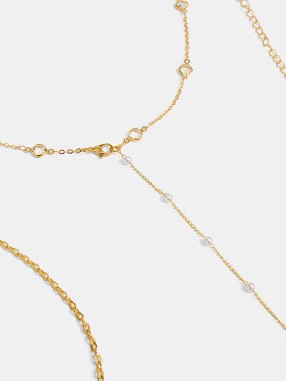 Pearl Station Lariat Backdrop Necklace