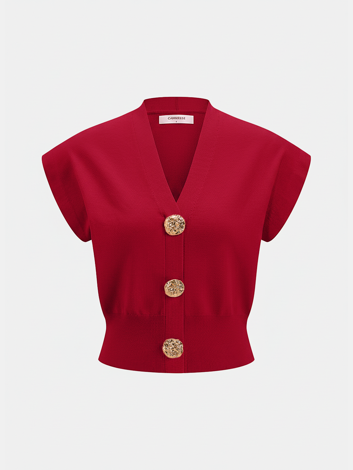V-Neck Cap Sleeve Knit Top