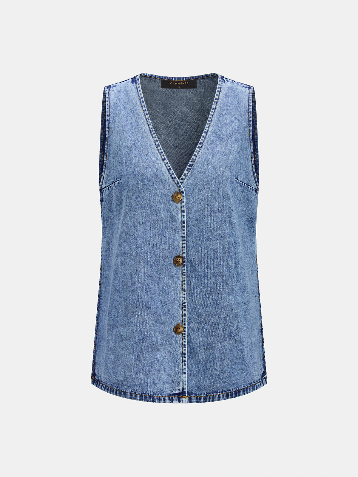 Side Slit Denim Vest & Drawstring Shorts Set