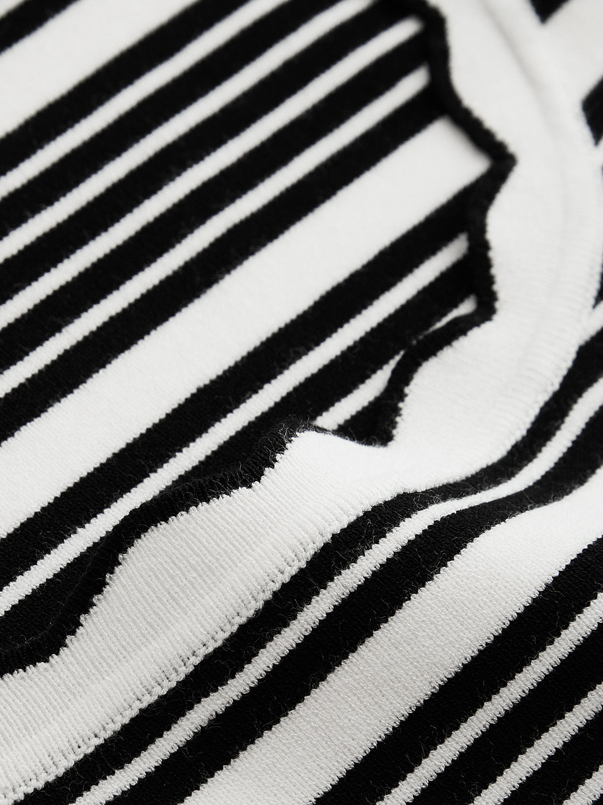 Wavy Trim Striped Ribbed Knit Tank Top