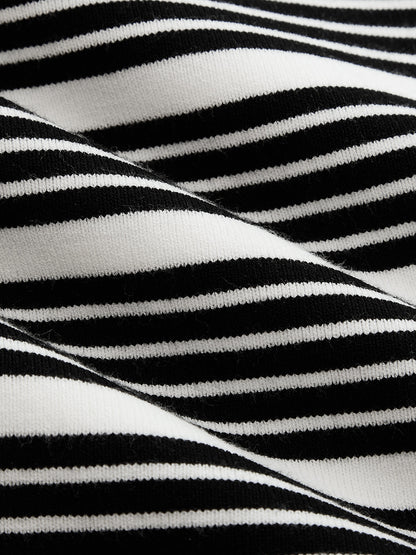 Wavy Trim Striped Ribbed Knit Tank Top
