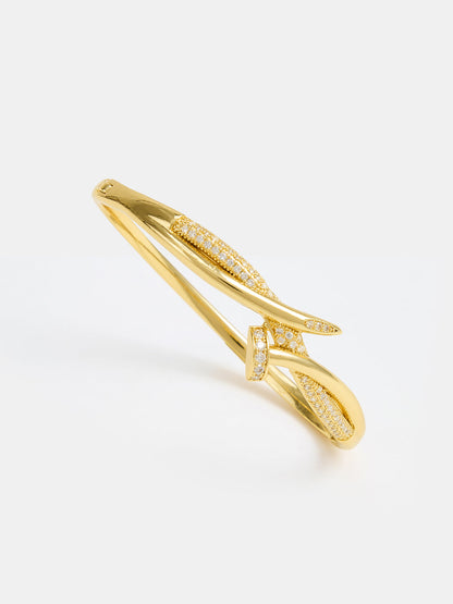 Micro Pave Zircon Twisted Nail Design Bracelet