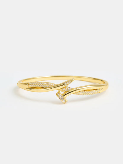 Micro Pave Zircon Twisted Nail Design Bracelet