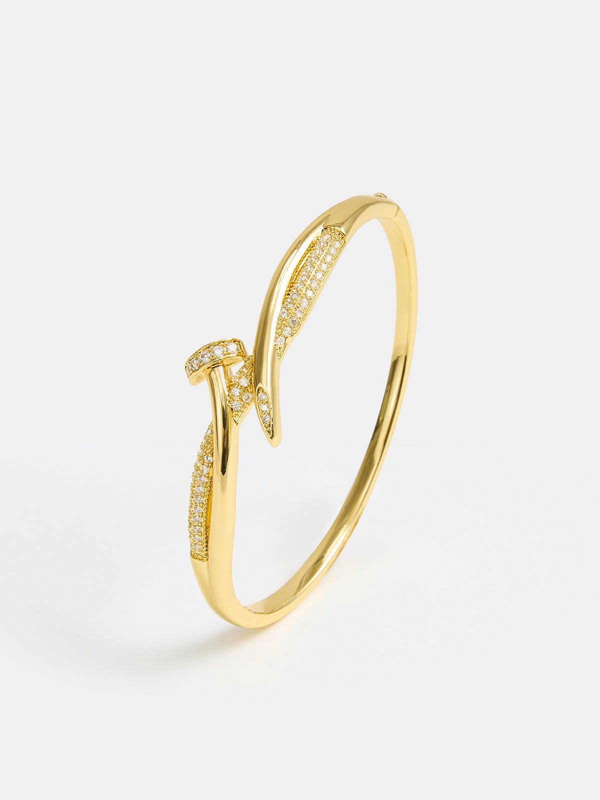 Micro Pave Zircon Twisted Nail Design Bracelet