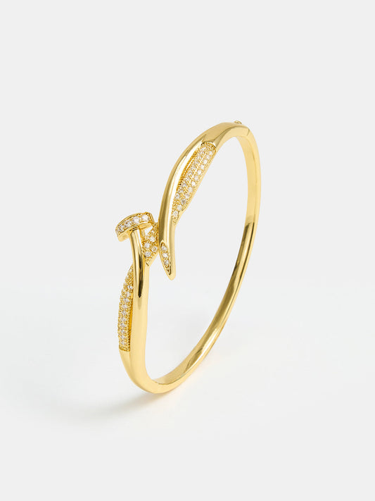 Micro Pave Zircon Twisted Nail Design Bracelet