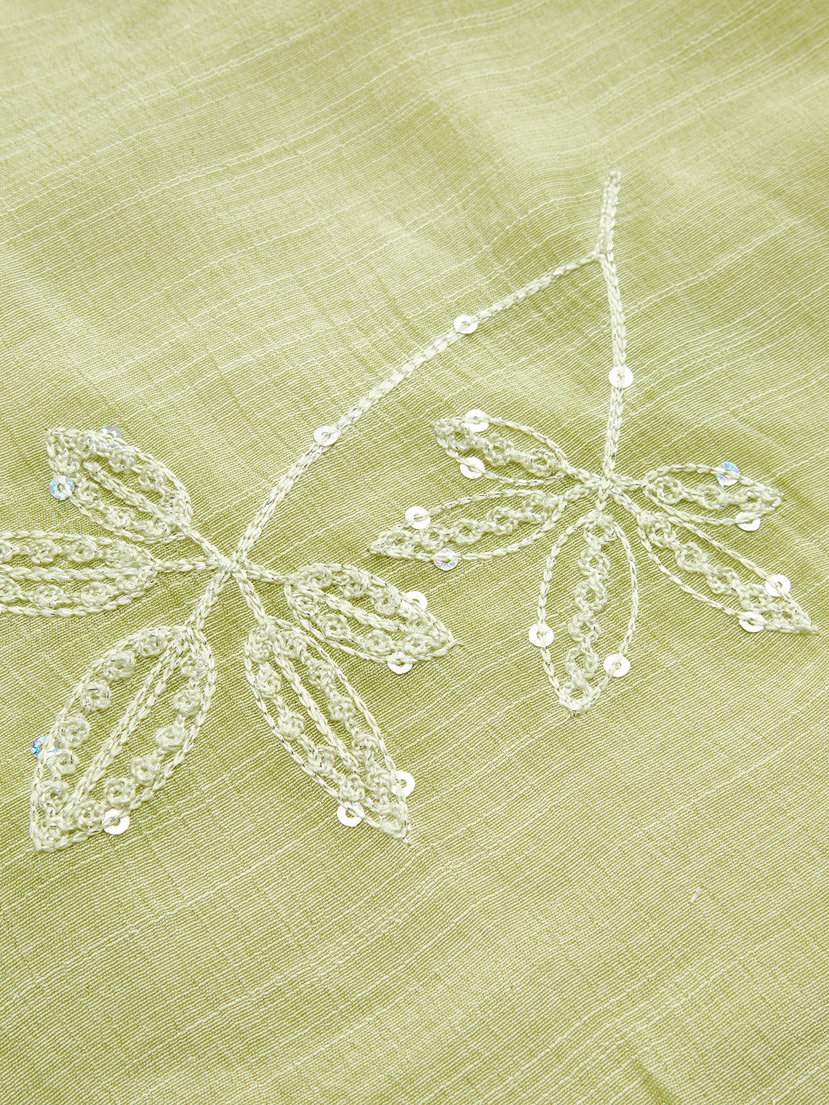 Sequin Leaf Embellished Slip Dress