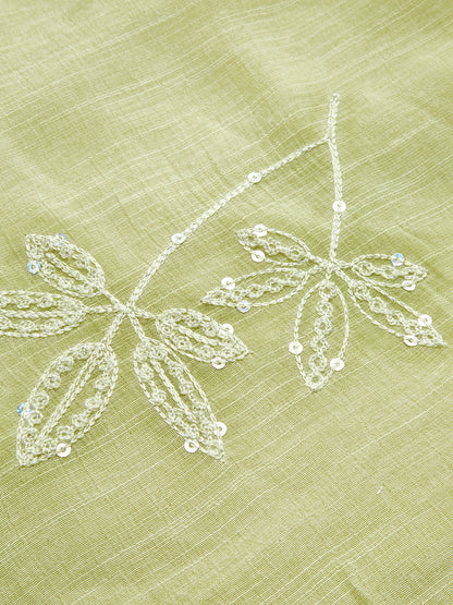 Sequin Leaf Embellished Slip Dress