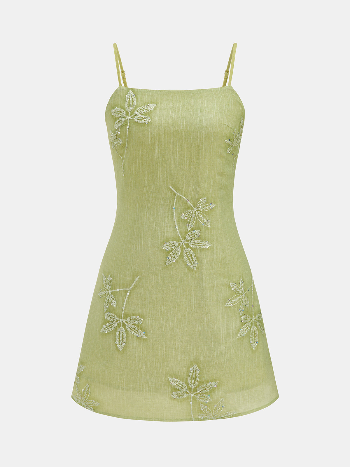 Sequin Leaf Embellished Slip Dress