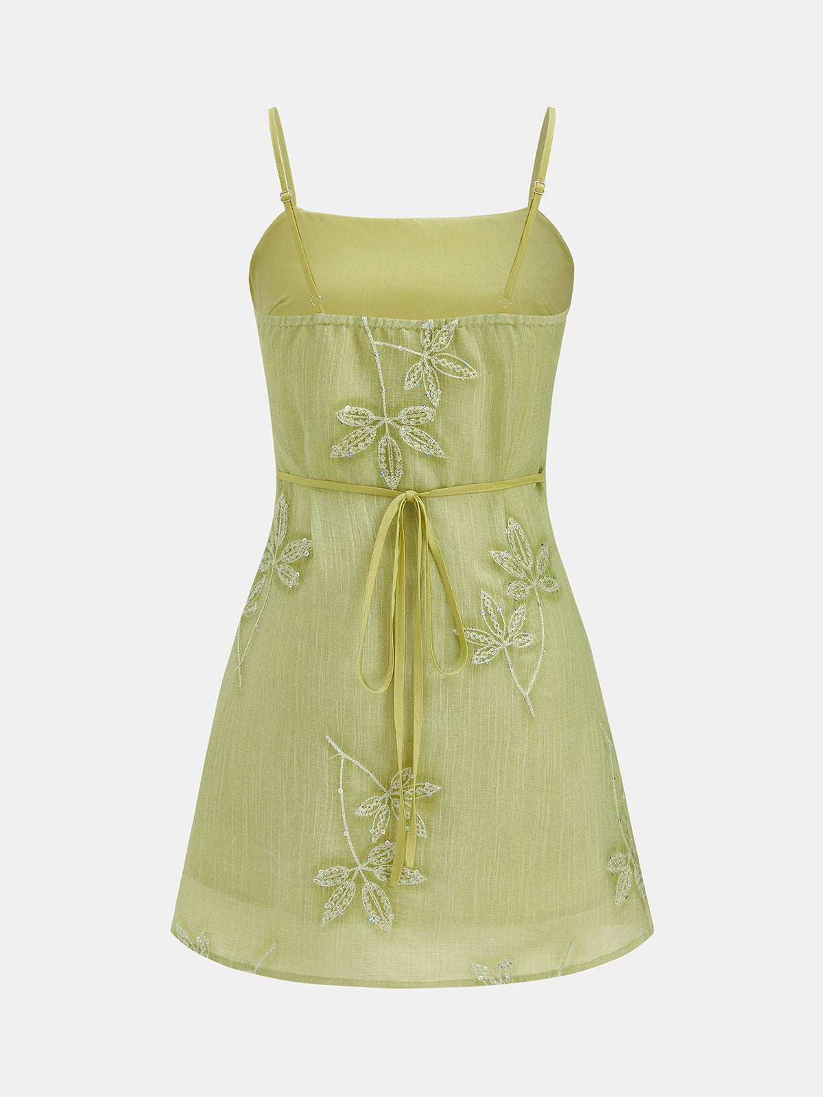 Sequin Leaf Embellished Slip Dress